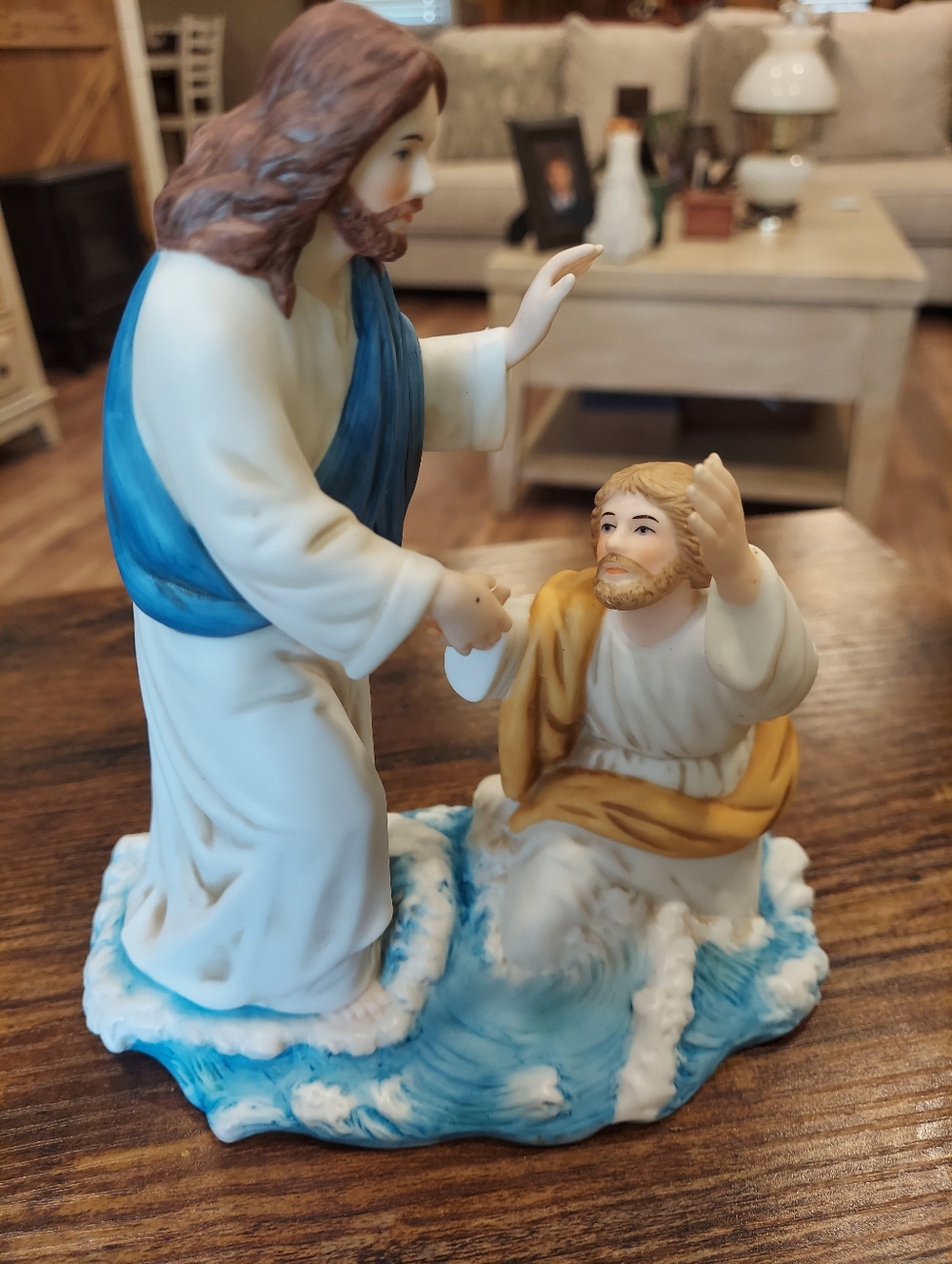 Vintage Home Interiors Figurine Lord, Save Me, Greatest Stories Matthew 14:25-31